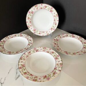 SET of 4 Soup / Pasta Bowls - Forever Roses by Gorham